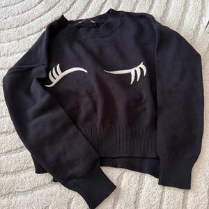 Zara Knit Eyelash Sweater Black